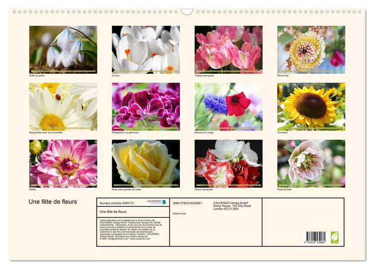 Produktbild: Une f&ecirc;te de fleurs (Calendrier mural 2026 DIN A2 vertical), CALVENDO calendrier mensuel
