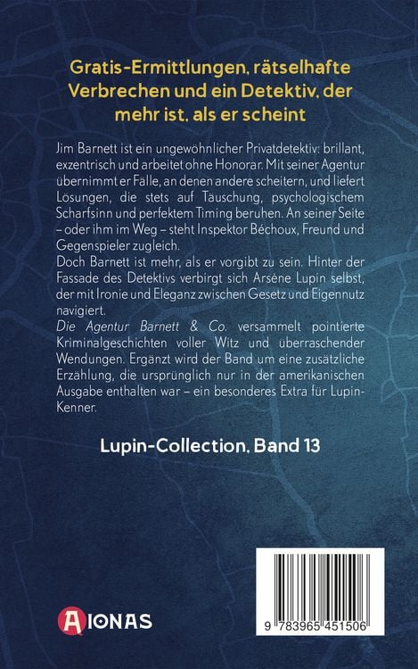 Produktbild: Ars&egrave;ne Lupin &ndash; Die Agentur Barnett & Co. Detektivgeschichten. Maurice Leblanc