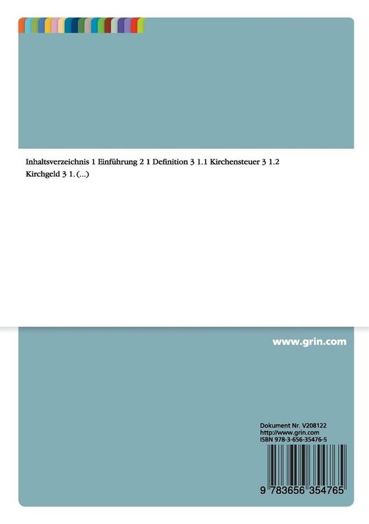 Produktbild: Das Kirchensteuersystem in der Bundesrepublik Deutschland