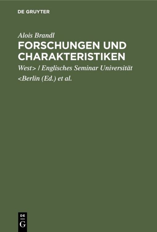 Produktbild: Forschungen und Charakteristiken