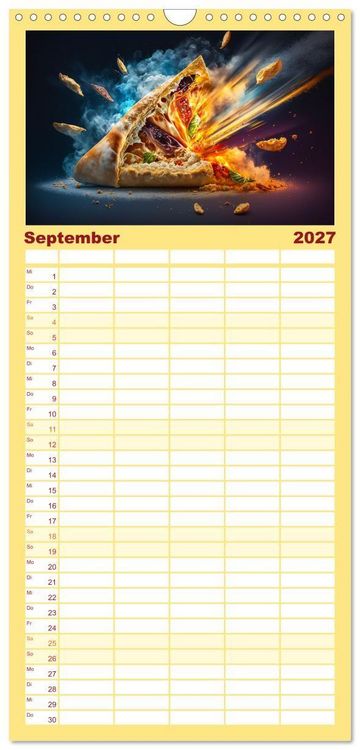 Produktbild: Familienplaner 2027 - Italienische Gerichte mit 5 Spalten (Wandkalender, 21 x 45 cm) CALVENDO