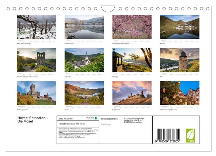 Produktbild: Heimat Entdecken - Die Mosel (Wandkalender 2027 DIN A4 quer), CALVENDO Monatskalender