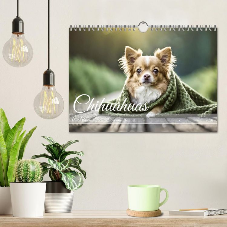 Produktbild: Chihuahuas - Kleine Hunde - gro&szlig;e Temperamentb&uuml;ndel (Wandkalender 2026 DIN A4 quer), CALVENDO Monatskalender