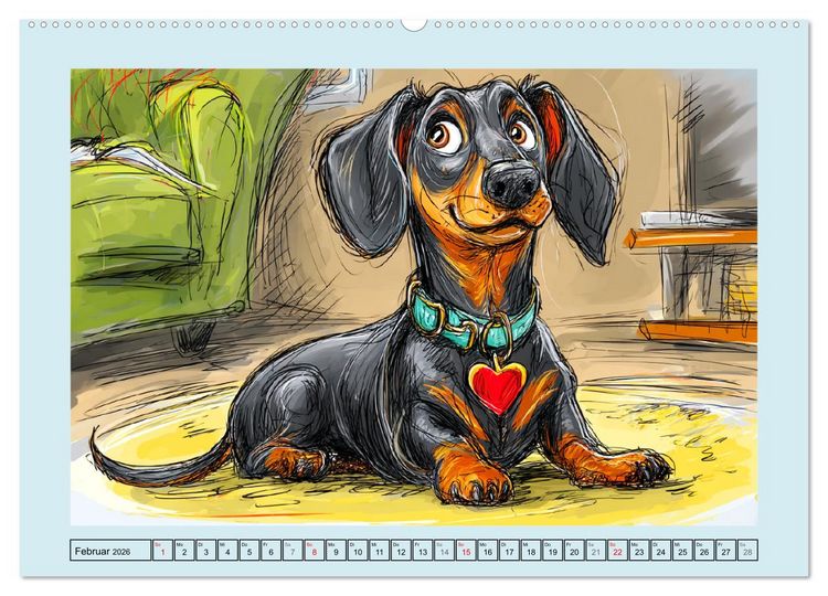 Produktbild: Dackel Fun. Zauberhafte Hunde Cartoons f&uuml;rs Herz (hochwertiger Premium Wandkalender 2026 DIN A2 quer), Kunstdruck in Hochglanz