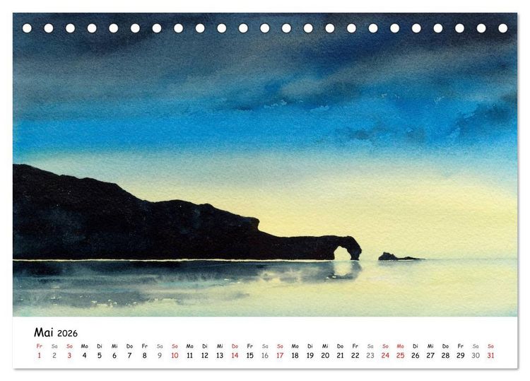 Produktbild: Landschaft in Aquarellfarbe (Tischkalender 2026 DIN A5 quer), CALVENDO Monatskalender