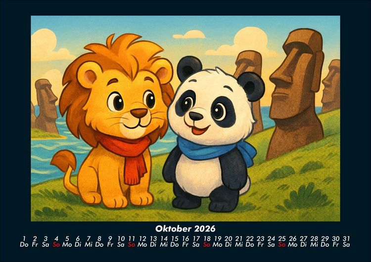 Produktbild: Buschi und Pippin - Reise zu den Weltwundern 2026 Fotokalender DIN A4