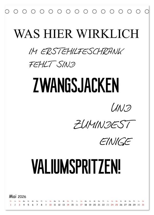 Produktbild: Typo-Kalender f&uuml;r das B&uuml;ro. Gemeine und lustige Spr&uuml;che (Tischkalender 2026 DIN A5 hoch), CALVENDO Monatskalender
