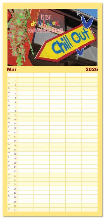 Produktbild: Familienplaner 2026 - Enjoy your life - Genie&szlig;e das Leben mit 5 Spalten (Wandkalender, 21 x 45 cm) CALVENDO