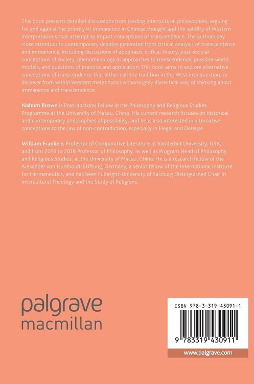 Produktbild: Transcendence, Immanence, and Intercultural Philosophy