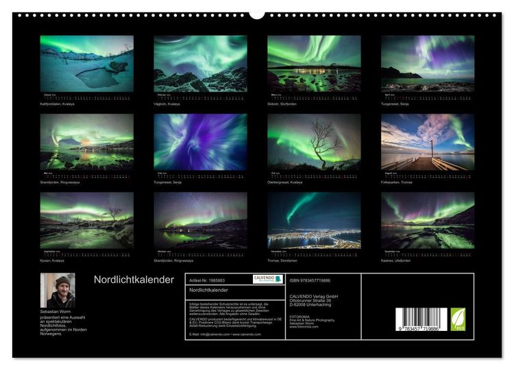 Produktbild: Nordlichtkalender (hochwertiger Premium Wandkalender 2026 DIN A2 quer), Kunstdruck in Hochglanz