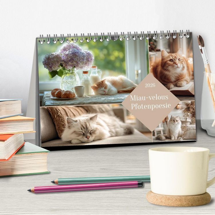Produktbild: Miau-velous Pfotenpoesie (Tischkalender 2026 DIN A5 quer), CALVENDO Monatskalender