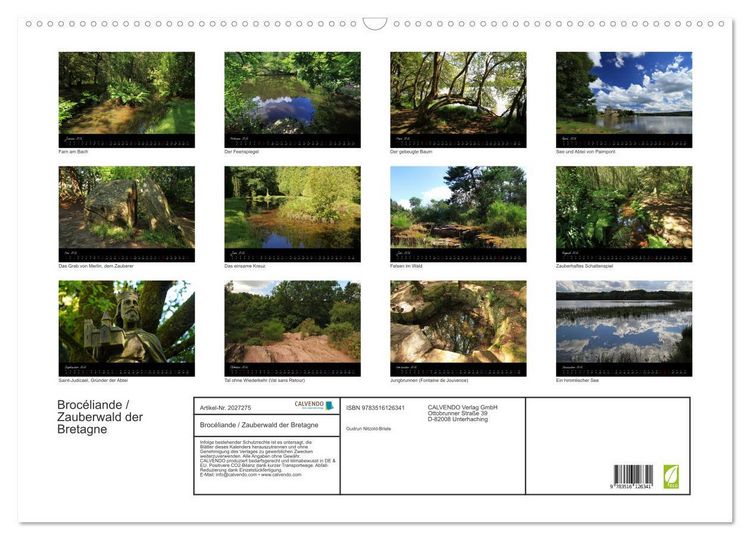 Produktbild: Broc&eacute;liande / Zauberwald der Bretagne (Wandkalender 2026 DIN A2 quer), CALVENDO Monatskalender