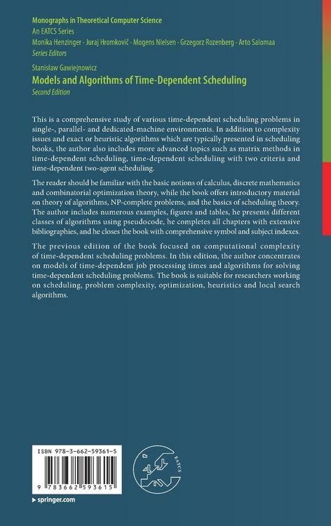 Produktbild: Models and Algorithms of Time-Dependent Scheduling