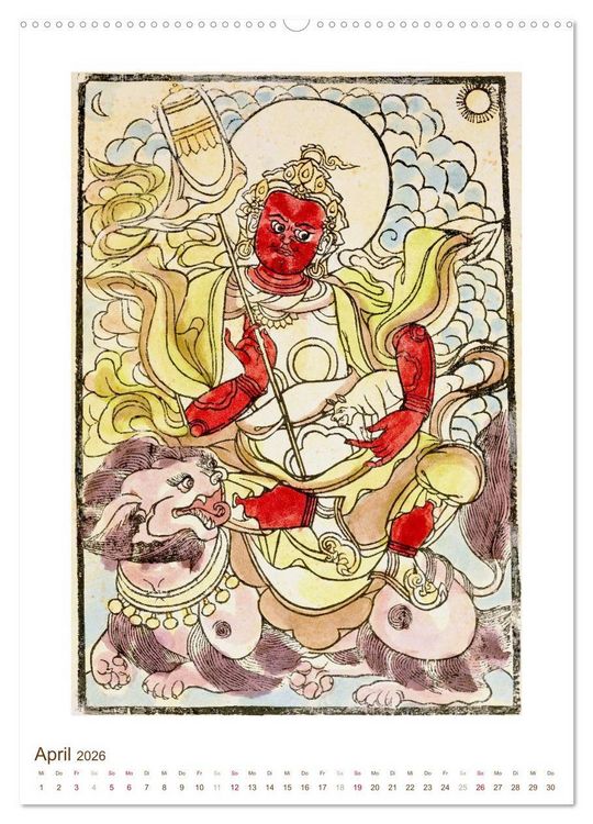 Produktbild: Mit Buddha durchs Jahr: historische Zeichnungen (Wandkalender 2026 DIN A2 hoch), CALVENDO Monatskalender