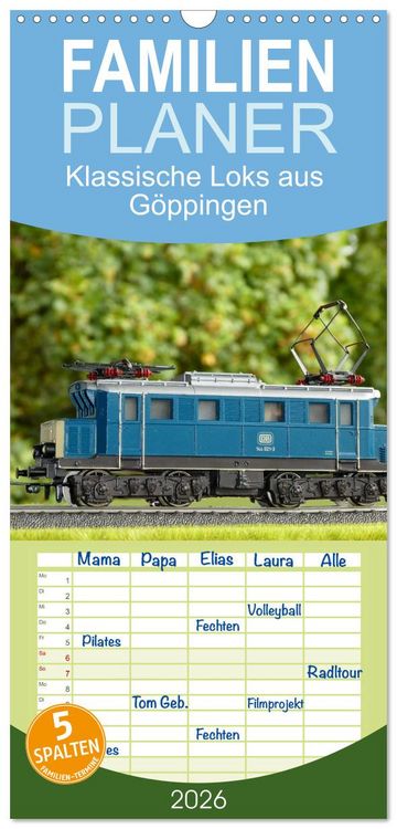 Produktbild: Familienplaner 2026 - Klassische Loks aus G&ouml;ppingen mit 5 Spalten (Wandkalender, 21 x 45 cm) CALVENDO