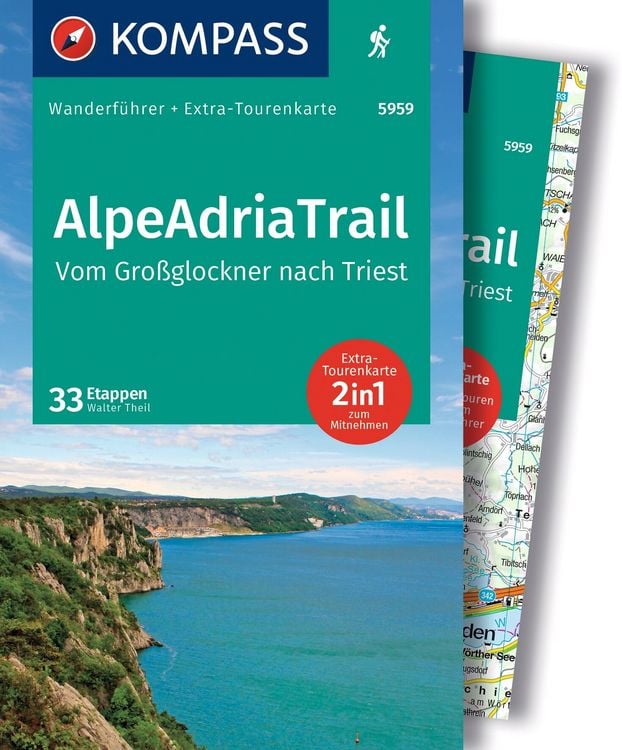 Produktbild: KOMPASS Wanderf&uuml;hrer AlpeAdriaTrail, Vom Gro&szlig;glockner nach Triest, 33 Etappen mit Extra-Tourenkarte