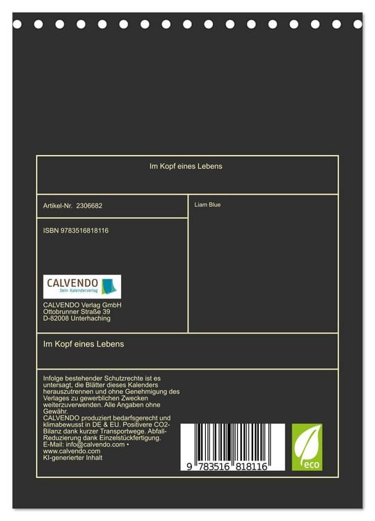 Produktbild: Im Kopf eines Lebens (Tischkalender 2027 DIN A5 hoch), CALVENDO Monatskalender