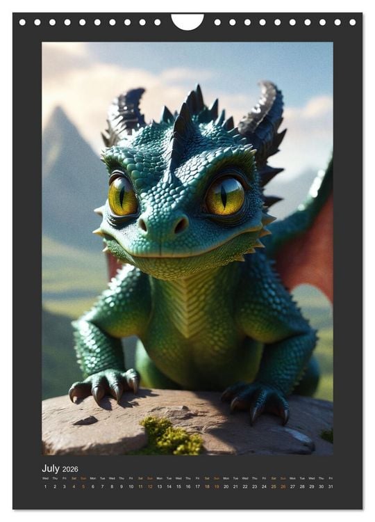 Produktbild: Enchanted Dragons: A year full of little wonders (Wall Calendar 2026 DIN A4 portrait), CALVENDO 12 Month Wall Calendar