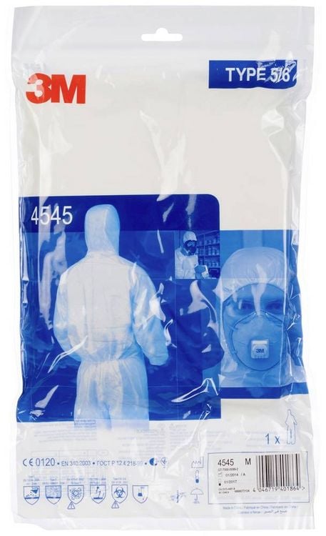 Produktbild: 3M 4545M Schutzanzug 4545 Kleider-Gr&ouml;&szlig;e: M Wei&szlig;
