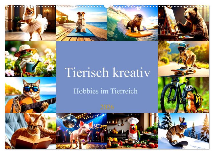Produktbild: Tierisch kreativ: Hobbies im Tierreich (Wandkalender 2026 DIN A2 quer), CALVENDO Monatskalender