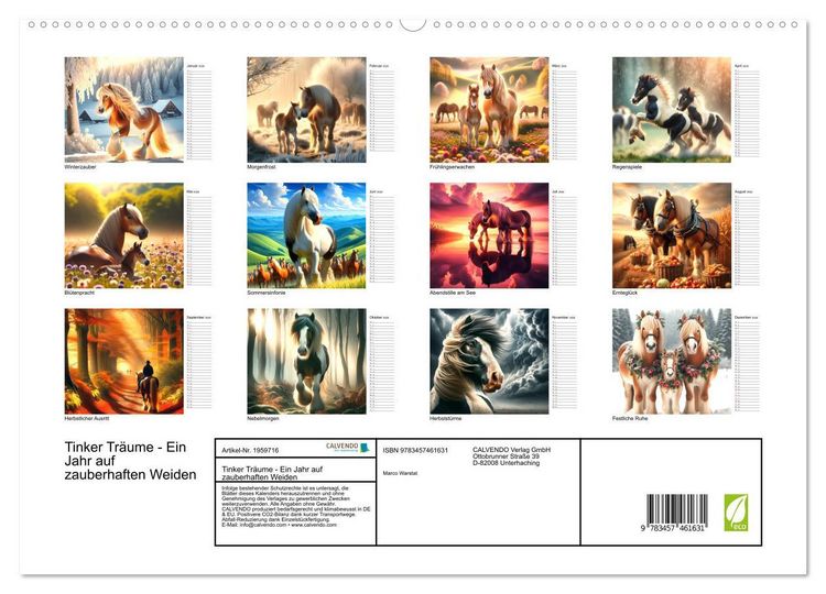 Produktbild: Tinker Tr&auml;ume - Ein Jahr auf zauberhaften Weiden (hochwertiger Premium Wandkalender 2026 DIN A2 quer), Kunstdruck in Hochglanz