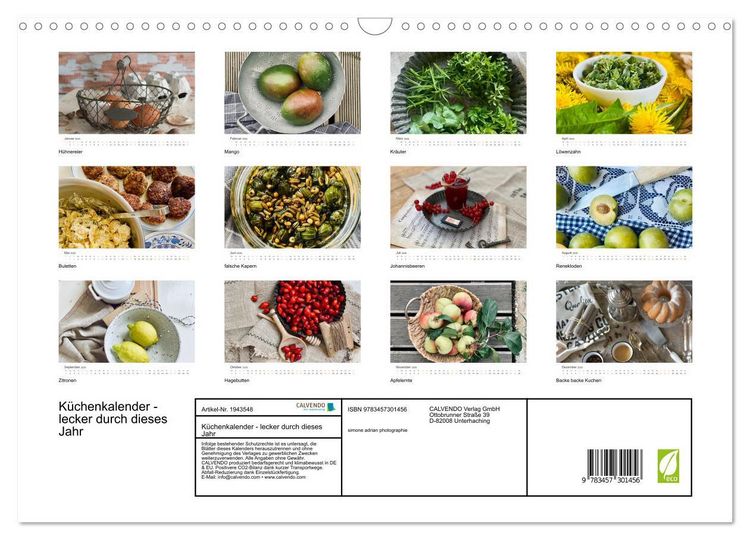 Produktbild: K&uuml;chenkalender - lecker durch dieses Jahr (Wandkalender 2026 DIN A3 quer), CALVENDO Monatskalender