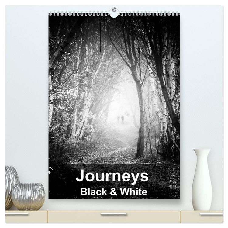 Produktbild: Journeys - Black & White (High Quality Premium Wall Calendar 2026 DIN A2 portrait),CALVENDO 12 Month Wall Calendar