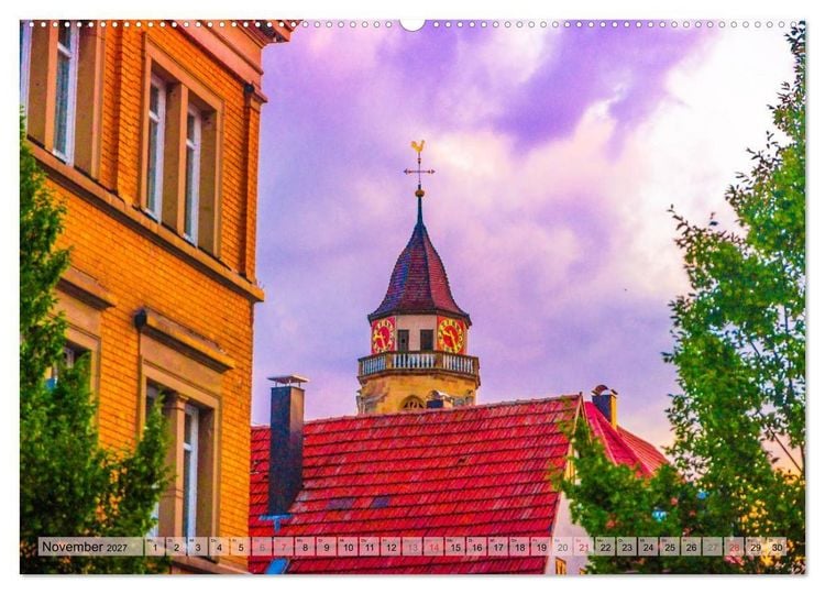 Produktbild: Leonberg - Altstadt in Abendstimmung (Wandkalender 2027 DIN A2 quer), CALVENDO Monatskalender