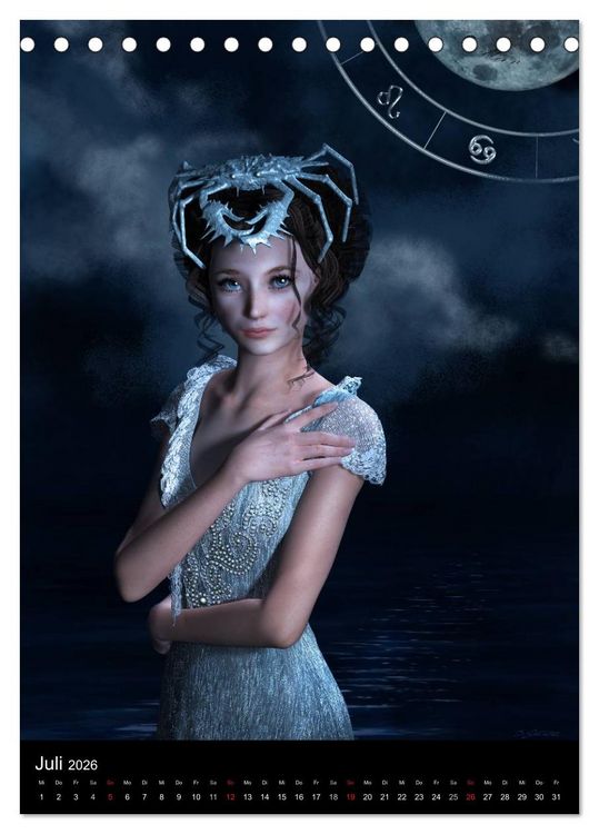 Produktbild: Unter Sternen geboren - Fantasy Tierkreis im Zeichen der Frau (Tischkalender 2026 DIN A5 hoch), CALVENDO Monatskalender