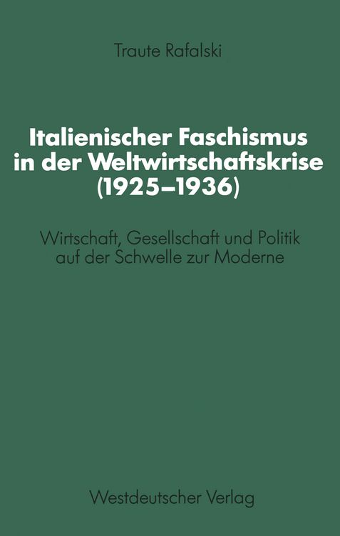 Produktbild: Italienischer Faschismus in der Weltwirtschaftskrise (1925&ndash;1936)