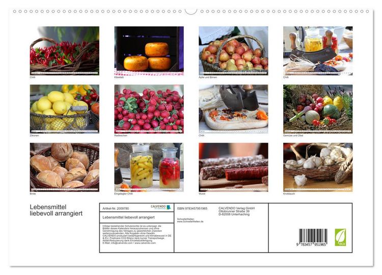 Produktbild: Lebensmittel liebevoll arrangiert (hochwertiger Premium Wandkalender 2026 DIN A2 quer), Kunstdruck in Hochglanz