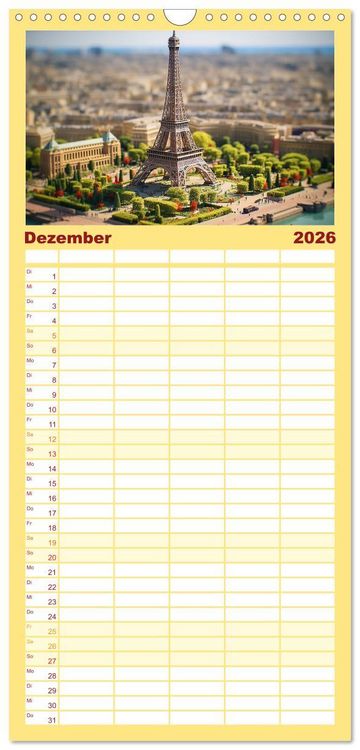 Produktbild: Familienplaner 2026 - Urlaub in Miniatur mit 5 Spalten (Wandkalender, 21 x 45 cm) CALVENDO