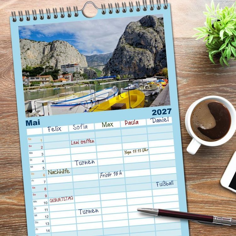 Produktbild: Familienplaner 2027 - Dalmatien - Stille Orte mit 5 Spalten (Wandkalender, 21 x 45 cm) CALVENDO