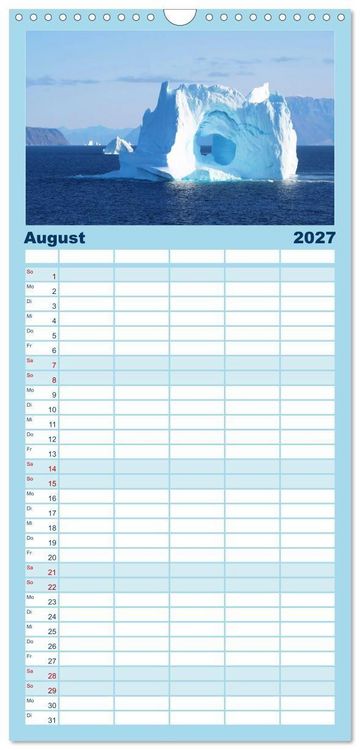Produktbild: Familienplaner 2027 - 7 Kontinente - Weltweit durch das Jahr mit 5 Spalten (Wandkalender, 21 x 45 cm) CALVENDO