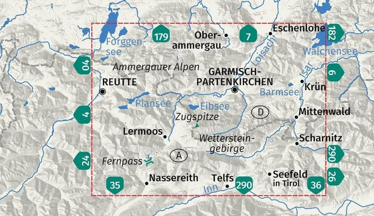 Produktbild: KOMPASS Wanderkarte 5 Wettersteingebirge, Zugspitzgebiet 1:50.000