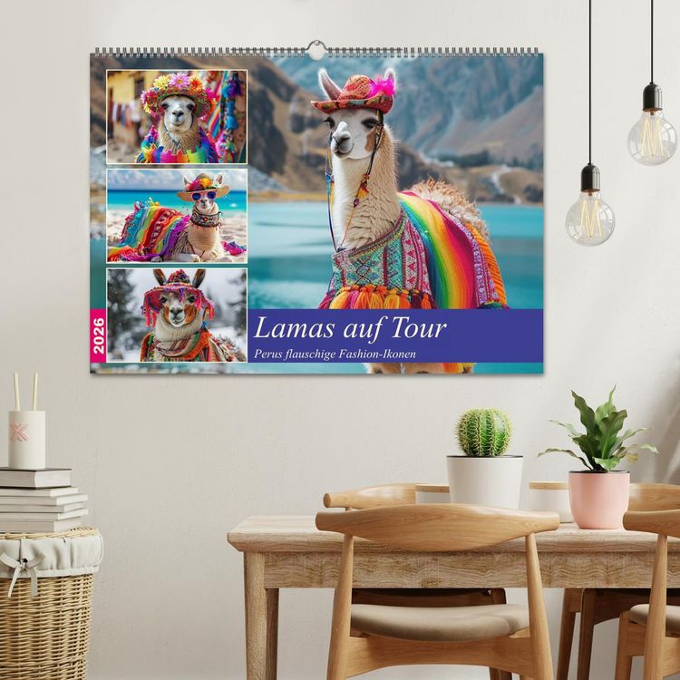 Produktbild: Lamas auf Tour. Perus flauschige Fashion-Ikonen (Wandkalender 2026 DIN A2 quer), CALVENDO Monatskalender