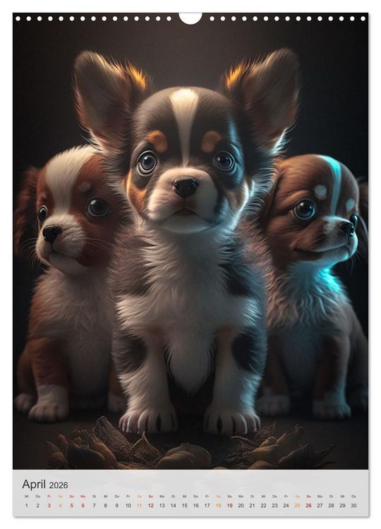 Produktbild: Zauberhafte Hundebabys (Wandkalender 2026 DIN A3 hoch), CALVENDO Monatskalender