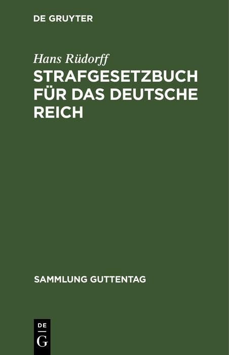 Produktbild: Strafgesetzbuch f&uuml;r das Deutsche Reich