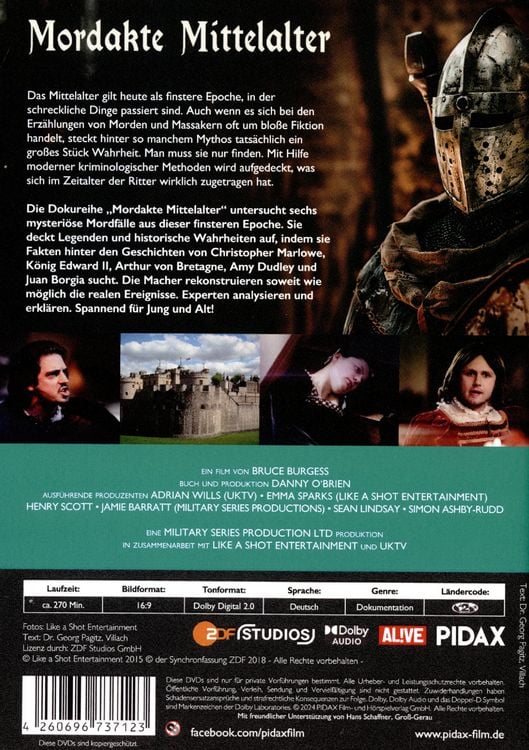 Produktbild: Mordakte Mittelalter / Die komplette 6-teilige Dokureihe &uuml;ber historische Mordf&auml;lle (Pidax Doku-Highlights) [2 DVDs]