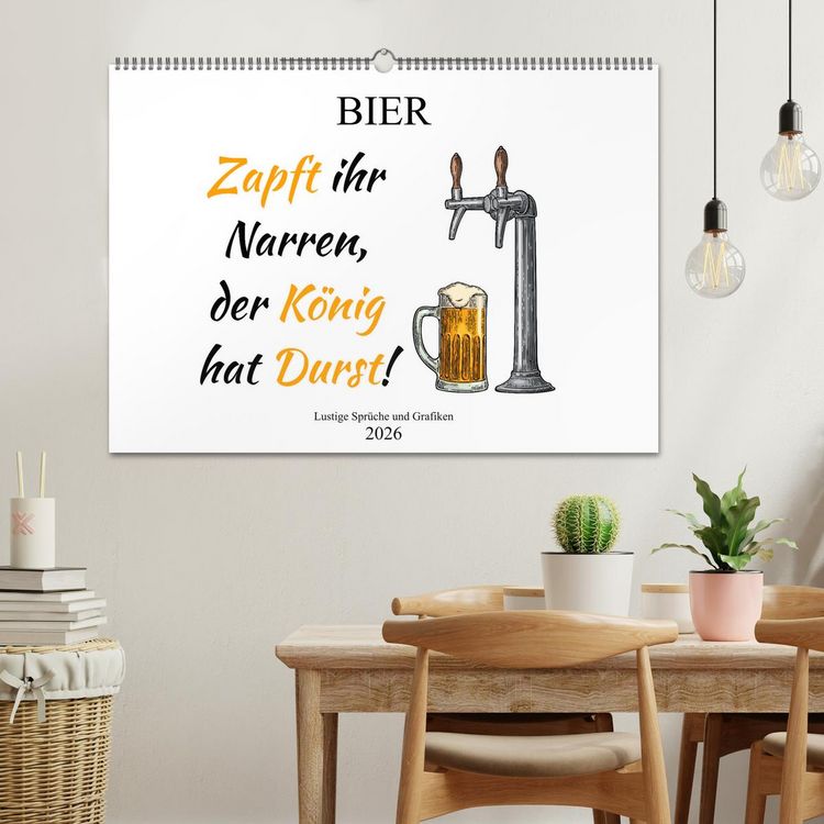 Produktbild: Bier - Lustige Spr&uuml;che und Grafiken (Wandkalender 2026 DIN A2 quer), CALVENDO Monatskalender