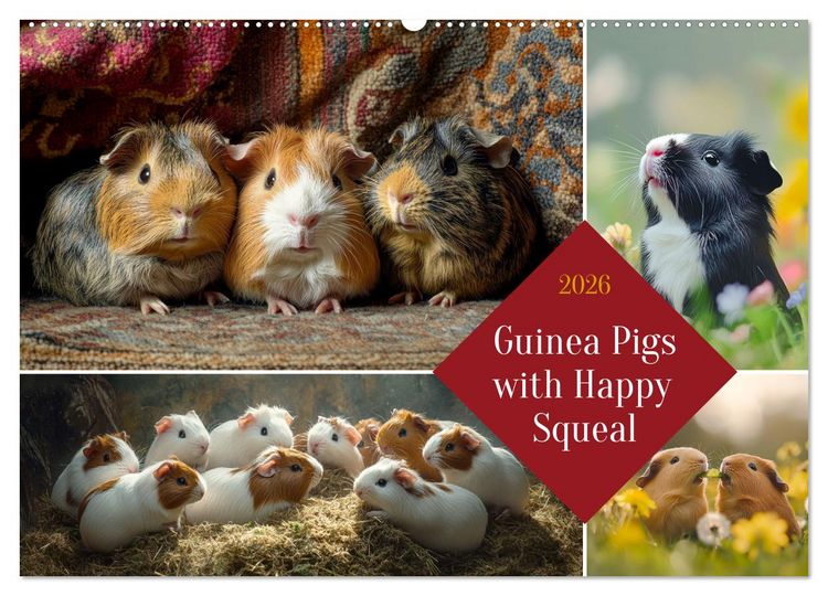 Produktbild: Guinea Pigs with Happy Squeal (Wall Calendar 2026 DIN A2 landscape), CALVENDO 12 Month Wall Calendar