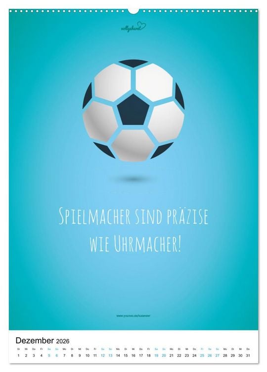 Produktbild: vollgeherzt: Der lustige Zitate-Wandkalender f&uuml;r Fu&szlig;ballfans und Sportbegeisterte! (Wandkalender 2026 DIN A2 hoch), CALVENDO Monatskalender