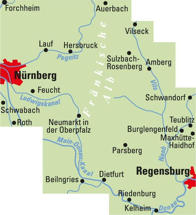 Produktbild: ADFC-Regionalkarte N&uuml;rnberger Land/ Oberpfalz, 1:75.000, mit Tagestourenvorschl&auml;gen, rei&szlig;- und wetterfest, E-Bike-geeignet, GPS-Tracks Download
