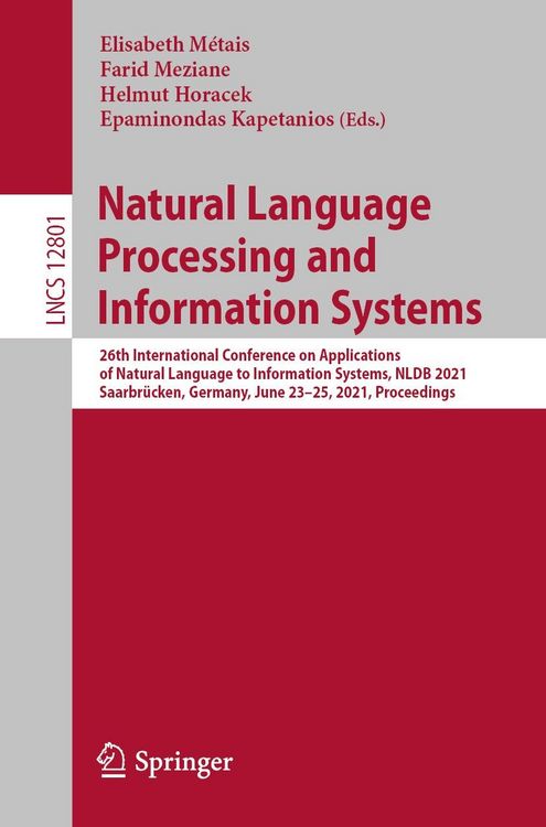 Produktbild: Natural Language Processing and Information Systems