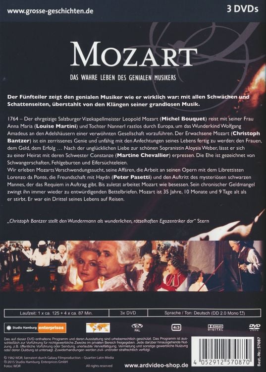 Produktbild: Mozart - Das wahre Leben des genialen Musikers - Grosse Geschichten [3 DVDs]