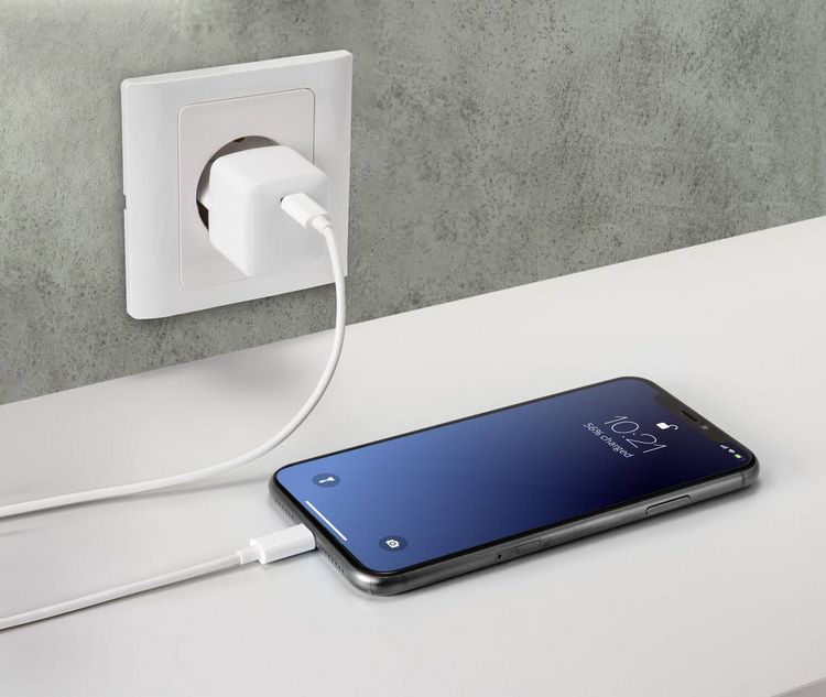 Produktbild: Renkforce USB-Kabel USB 2.0 USB-C&reg; Stecker, Apple Lightning Stecker 1.00m Wei&szlig; RF-5042728