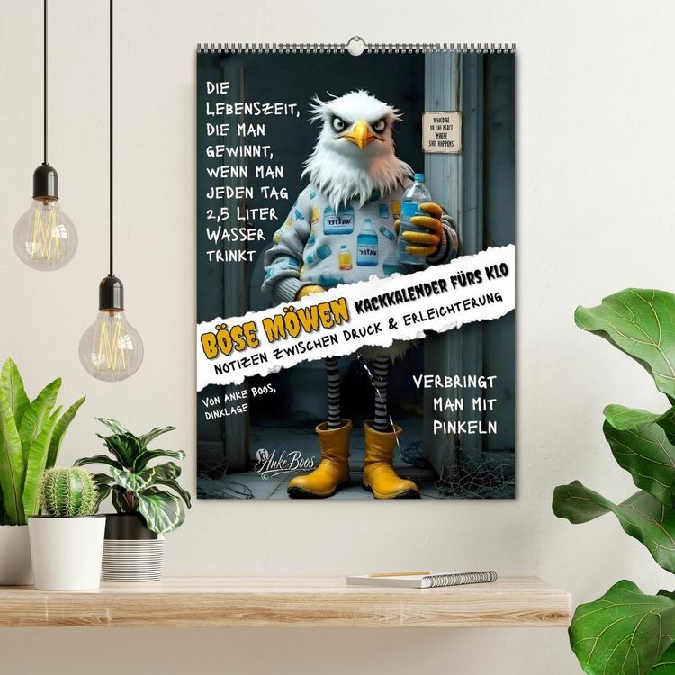 Produktbild: B&ouml;se M&ouml;wen - Kackkalender f&uuml;rs Klo (Wandkalender 2027 DIN A2 hoch), CALVENDO Monatskalender