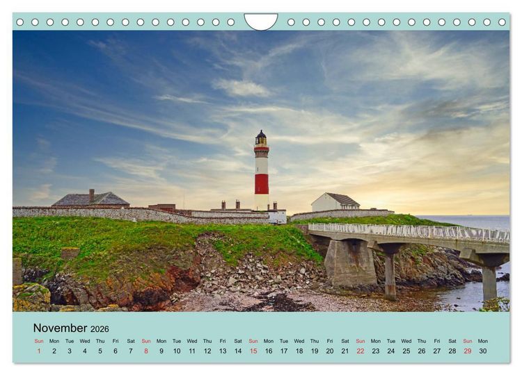 Produktbild: Scottish Lighthouses - beacons along the coast of Scotland (Wall Calendar 2026 DIN A4 landscape), CALVENDO 12 Month Wall Calendar