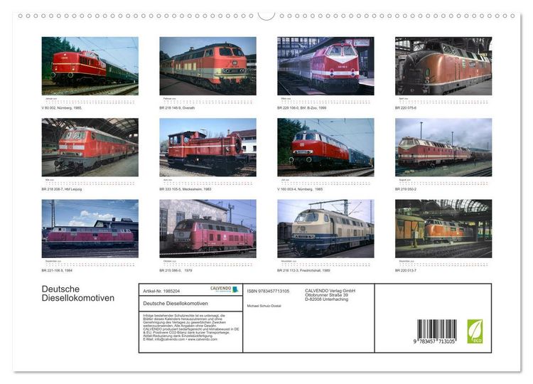 Produktbild: Deutsche Diesellokomotiven (hochwertiger Premium Wandkalender 2026 DIN A2 quer), Kunstdruck in Hochglanz