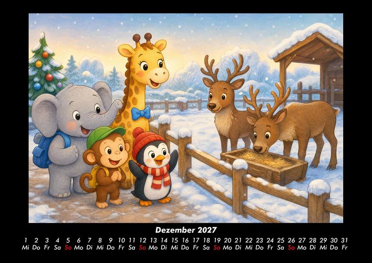 Produktbild: Ein Jahr im Zoo mit Raffi und Freunden 2027 Fotokalender DIN A3